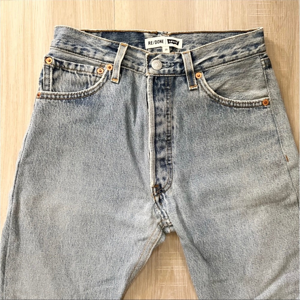 Redone vintage levi’s 501 high rise straight cropped jeans